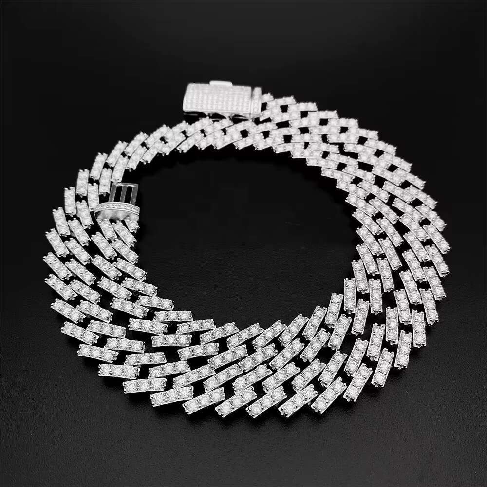 8mm Width Iced Out Hiphop Full Diamond Cuban Link Chain Necklace