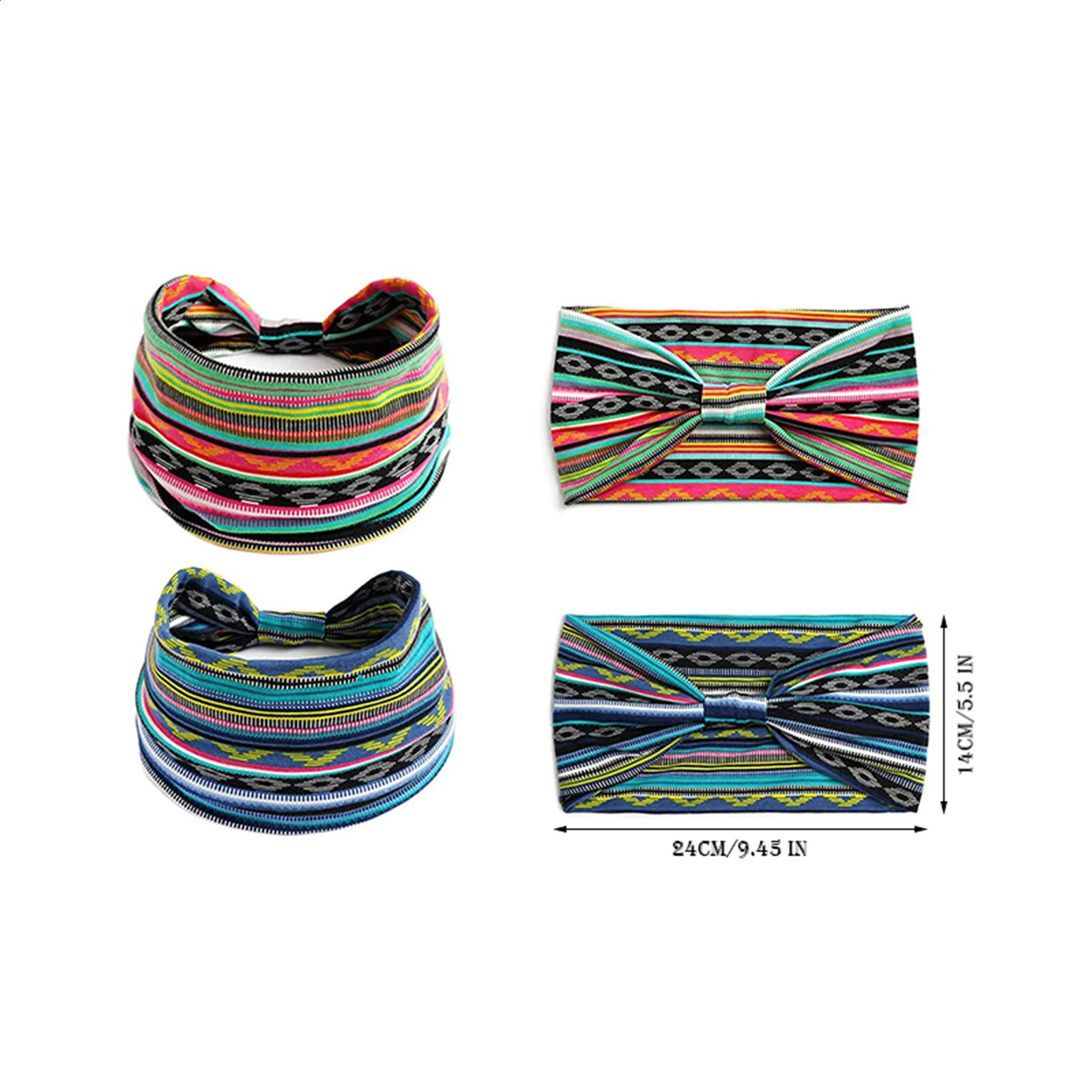 4 Bohemian Fashion Wide Headbands with Sweat Absorbent Headbands Bohemian Hair Accessories for Sports Tennis Gym Exercise MIAO-US 250423