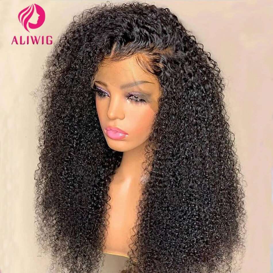 13X4 Jerry Front Deep Kinky Curly Human Hair Wigs Brazilian 4X4 HD Transparent Lace Frontal Closure Wig For Women