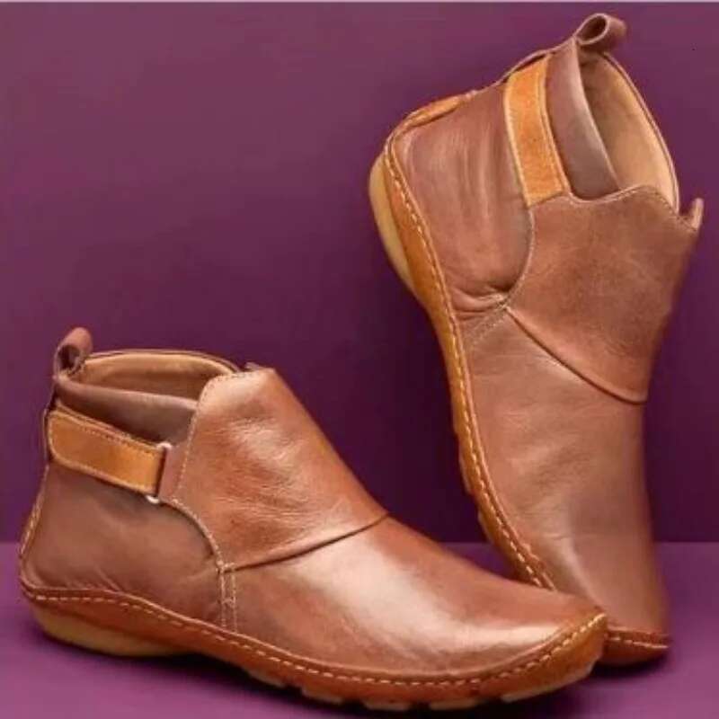 New Women's Shoes Short Boots Cowboy Flats Heel Casual Fashion Elegant Comfortable Size 43 Vintage Low Boot Zapatos Mujer