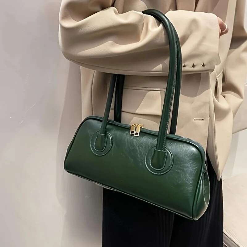 Designer Bag 1Pc Fashion Faux Leather Shoulder Bag, Elegant Handbag With Ing Detail, Versatile Top-Handle Purse