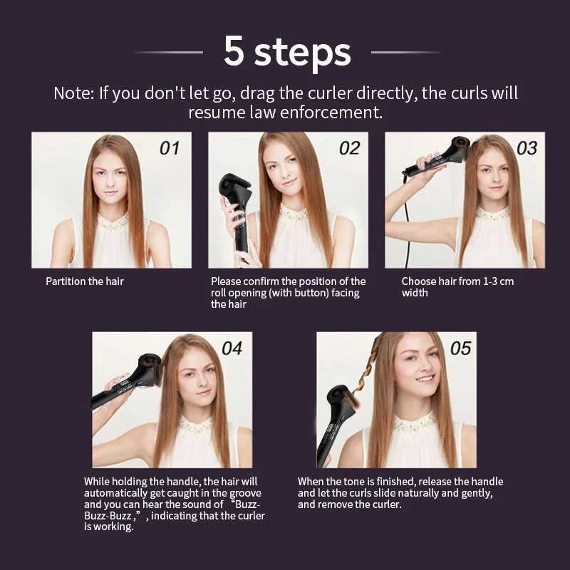 Automatic Curler LCD Screen Magic Curler Iron Portable Travel Ceramic Heat Heating Anti Burn Curling Styling Tool M250425