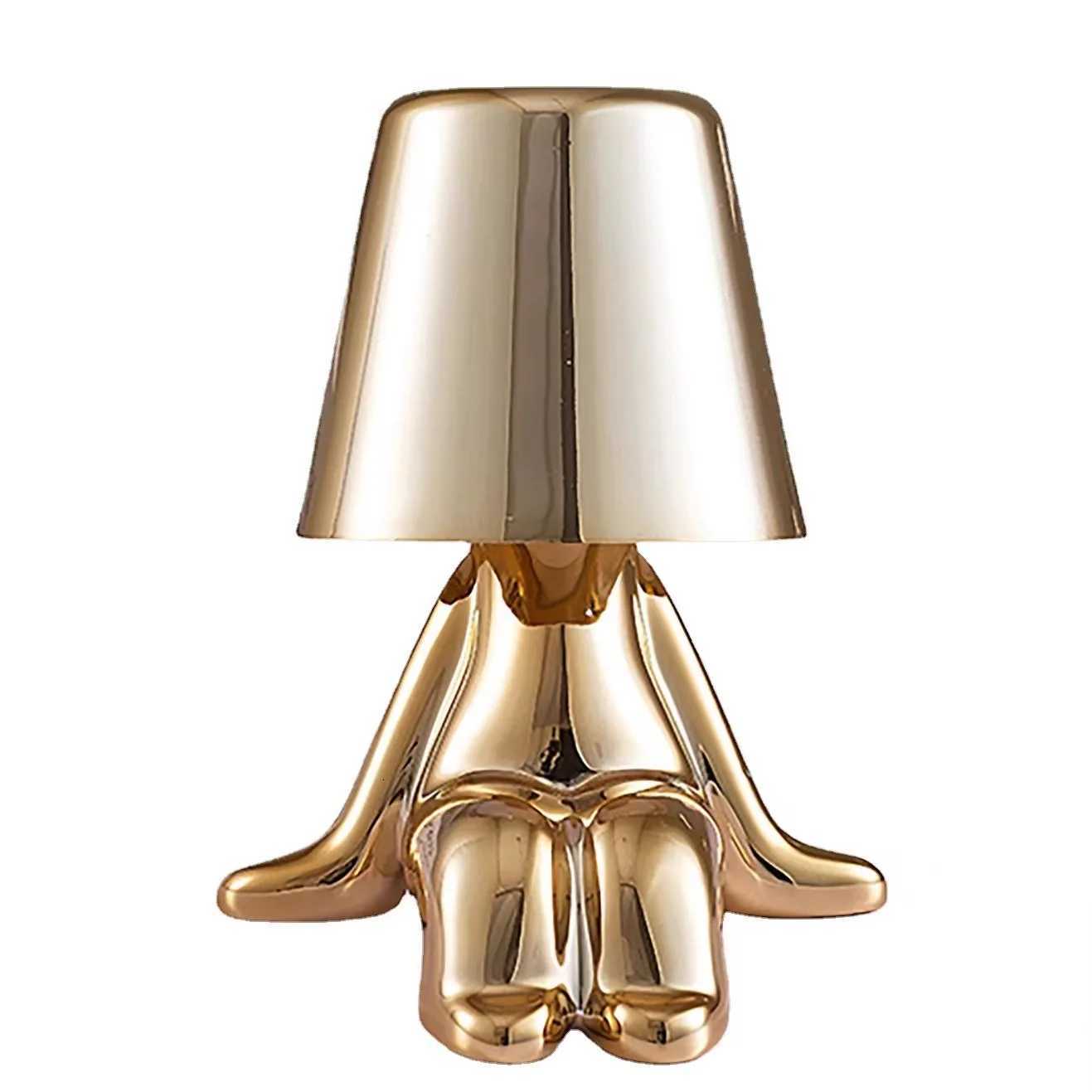 Thinker Golden Statue Table Lamp - Italian Ins Style Rechargeable Night Light for Bedroom DecorM251125