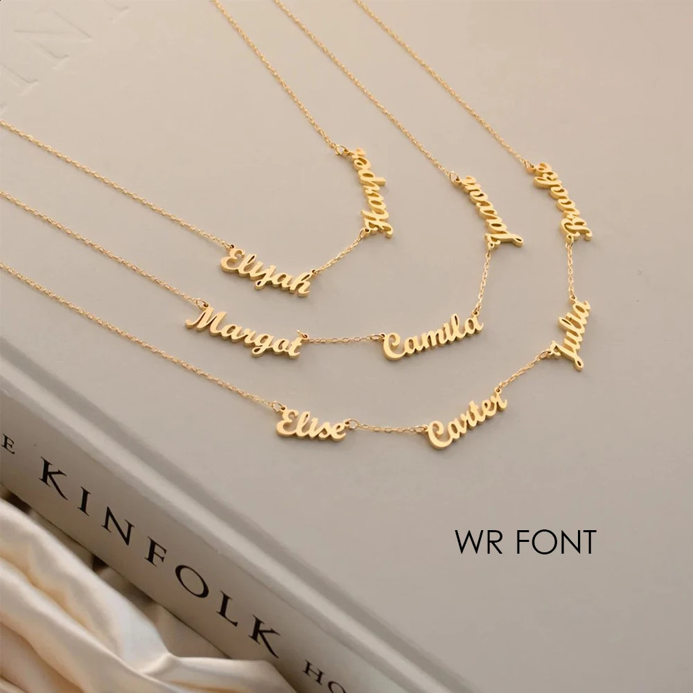 Custom Multiple Names Necklace Personalized Stainless Steel Chain 2-4 Nameplates Pendants Necklaces Fashion Party Gift 250425