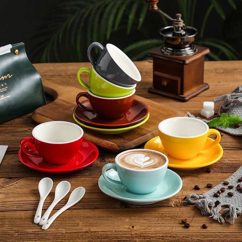 Creative Color 150ml Espresso Cup with Saucer Home Dessert Plate Tea Cup Couple Mug Gift Office Mug Tabletop Decoration Y251125
