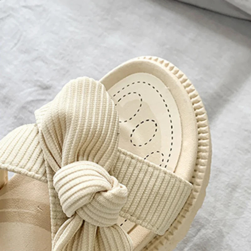 Women Sandalias Mujer Summer Fairy Style Fashion Student Platform Roman Lady Sands Flat Shoes Cute Slippers 250421