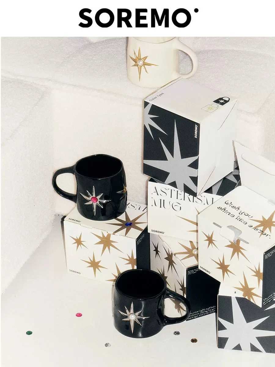 Star cup gem pearl ceramic cup mug coffee cup water cup Y251125