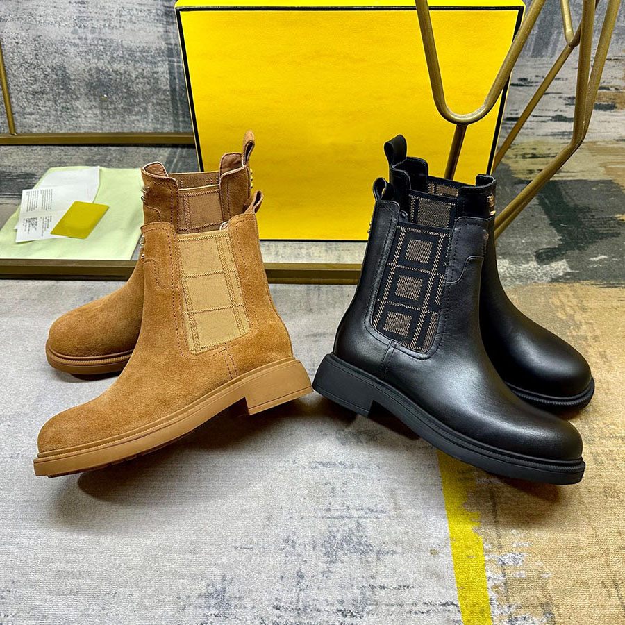 2025 New Designer boot Ankle booties Thick-soled Warm-keeping woman shoe Chelsea Fashionable vintage Mid-calf Short luxury F Boots Martin boots knight boots