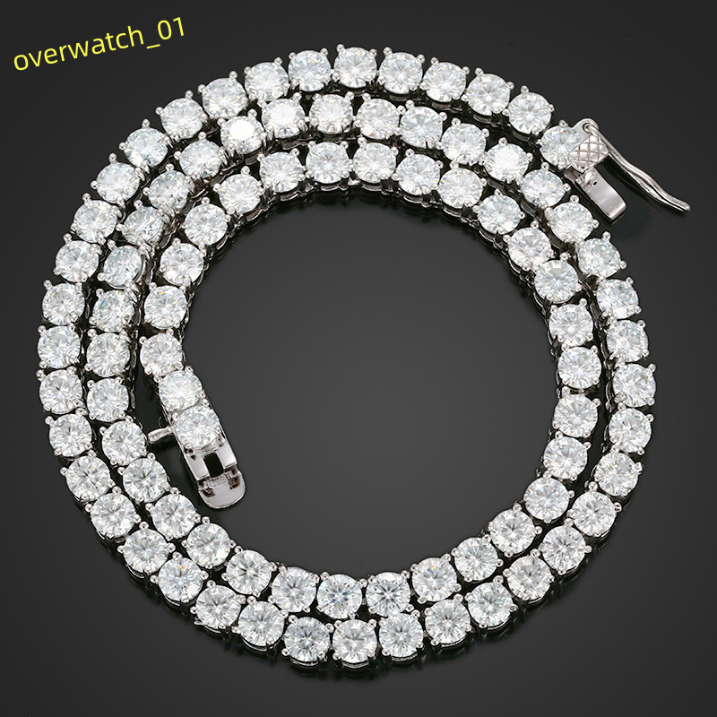 925 Sterling Silver Premium Necklace Moissanite 5mm Tennis Chain for Hiphop Jewelry