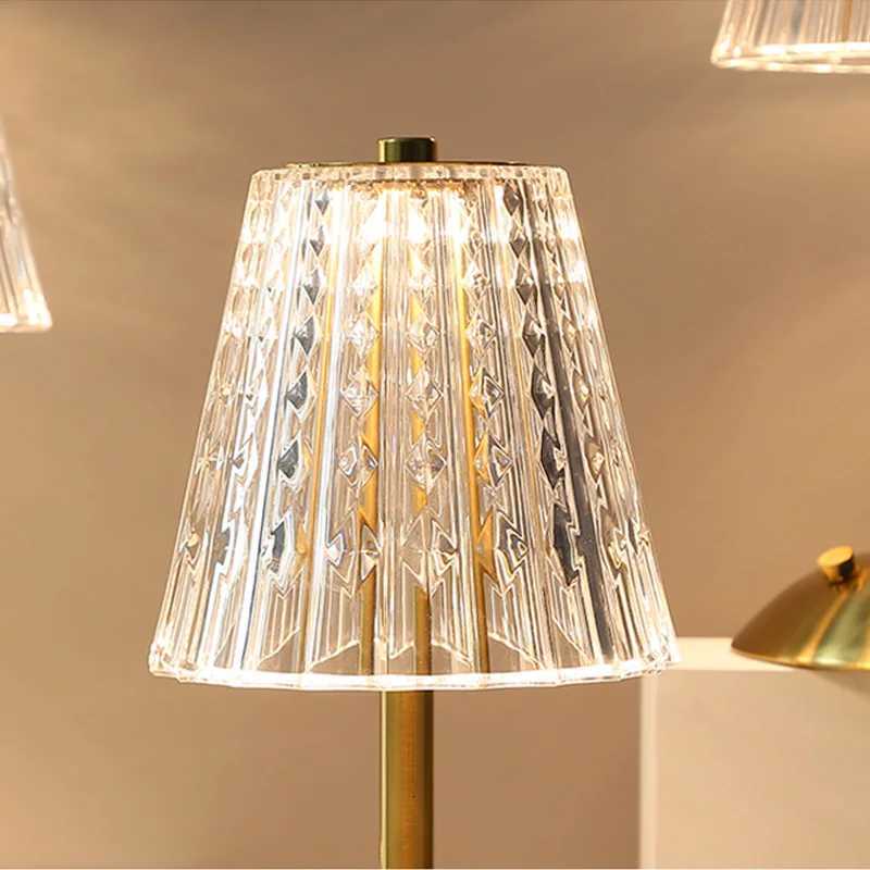 Nordic Crystal Rechargeable Table Lamp LED Bar Lamp Touch Dimmable Golden Desk Lamp Living Room Bedroom Hotel Lamp Bedside LampM251125