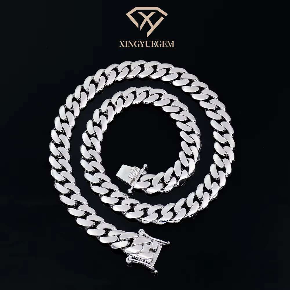 Quality Custom Miami Plain Men Hip Hop 18mm 30 Inch925 Sterling Silver Gold Plated Jewelry Big Thick Cuban Link Chain Necklace