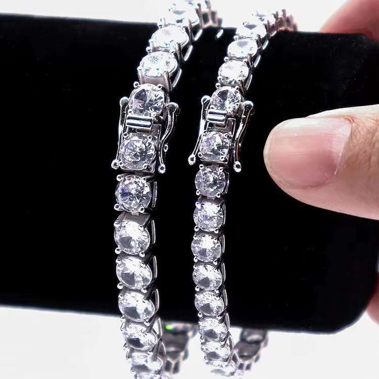 Jewelry Fashion Iced Out 925 Sterling Silver Lab Grown Diamond VVS Moissanite Tennis Bracelet for Men Woman
