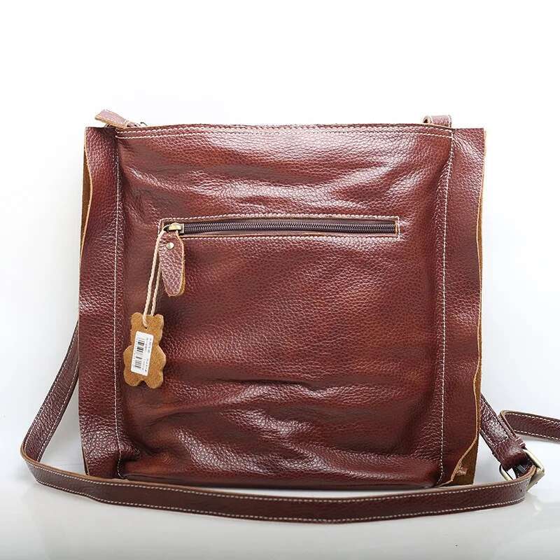 Zency Genuine Leather Vintage Hand-Woven Crossbody Messenger For Women Shoulder Bag Thick Lining Big Pockets