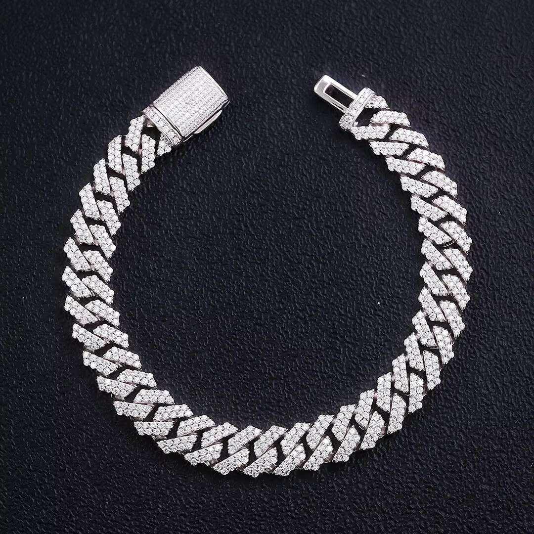 Wholesale 15 12 10 8 6mm Gold Plated Solid 925 Sterling Silver Miami Cuban Link Necklace Premium Moissanite Cuban Chain for Men