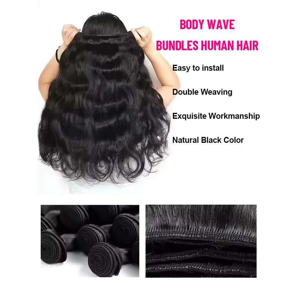 Tewjig 30 40 Inch Body 100% Brazilian Human Bundles Extensions Unprocessed Water Wave Raw Wow Angel Hair 1 3 4 Bundle