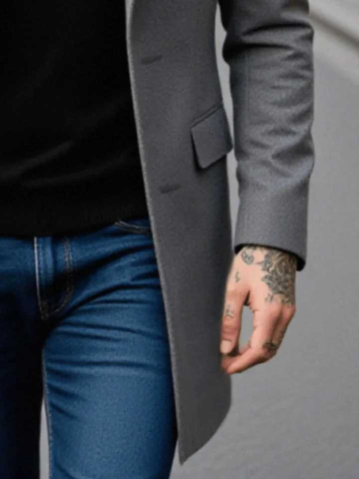 Mens Fashion Thickened Wool Coat for Winter Single-Breasted Design with Premium Warm Texture Trendy Style and SophisticationT251125