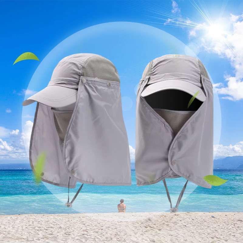 Summer Fishing Sun Protection Hat Outdoor Neck Face UV Breathable Cap with Detachable Adjustable Quick Drying Fisherman Hat 250424