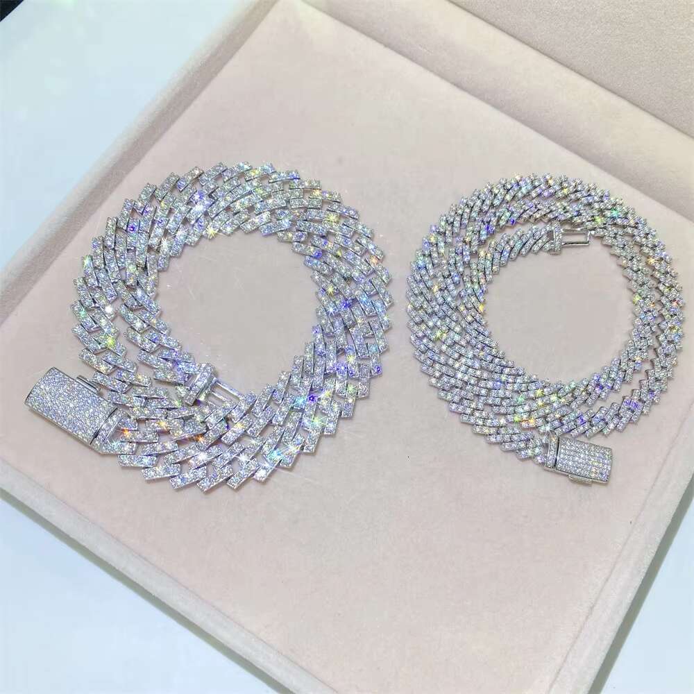 8mm Width Iced Out Hiphop Full Diamond Cuban Link Chain Necklace