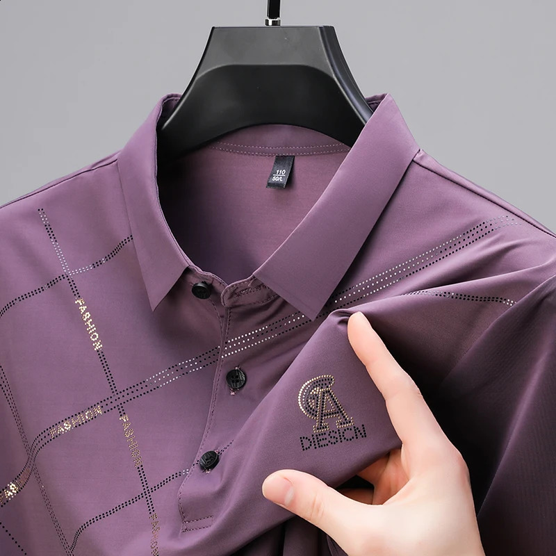 high-quality ice silk vent short sleeved polo shirt mens top summer embroidered casual business Paul T-shirt 250422