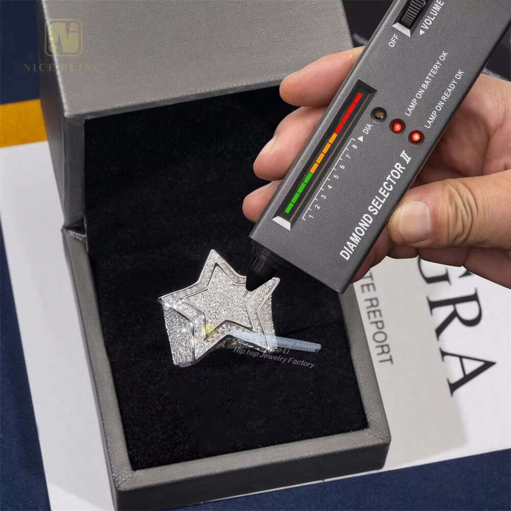 Luxury Fine Jewelry Rapper Fashion Iced Out Top Quality Hip Hop Star Silver 925 Moissanite Ring