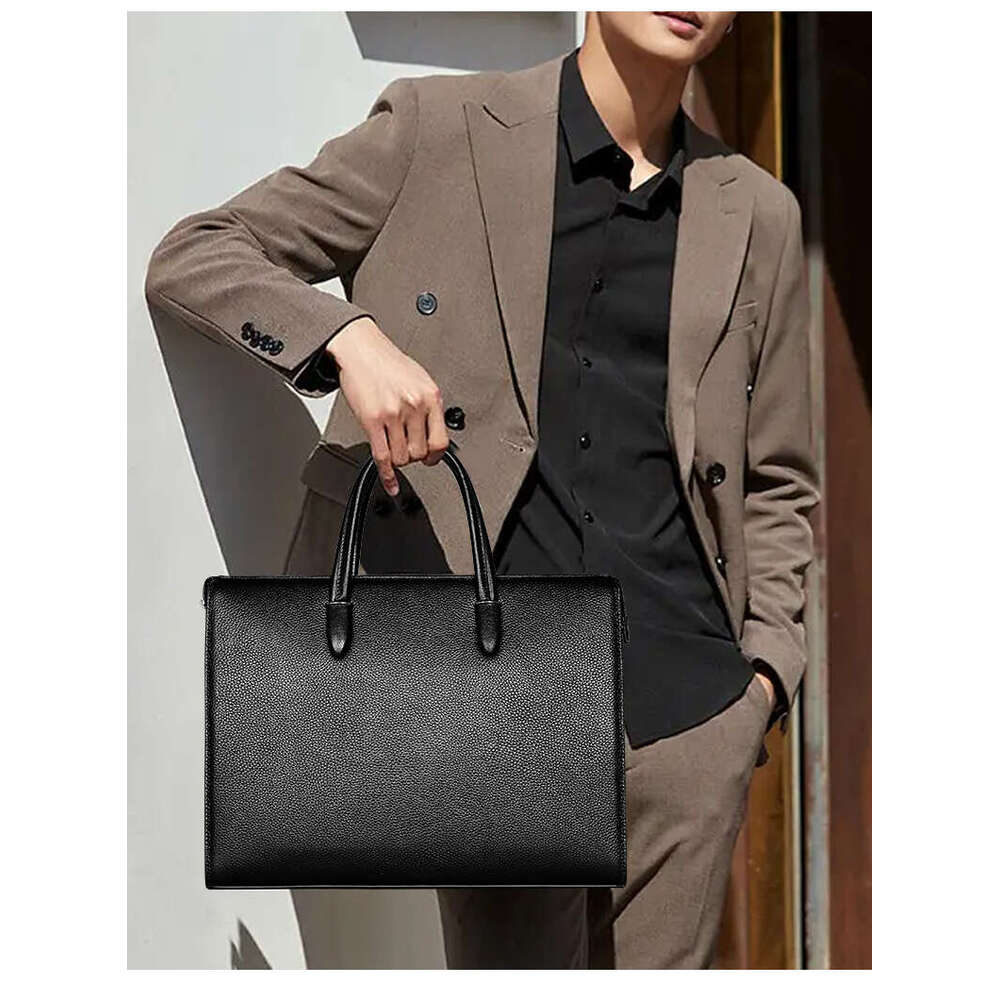 Luxurybag Designer New Leather Top Handle Bags Fingerprint Lock Tote Bag Large Capacity Computer Business Utility Men's Briefcase Cross Body