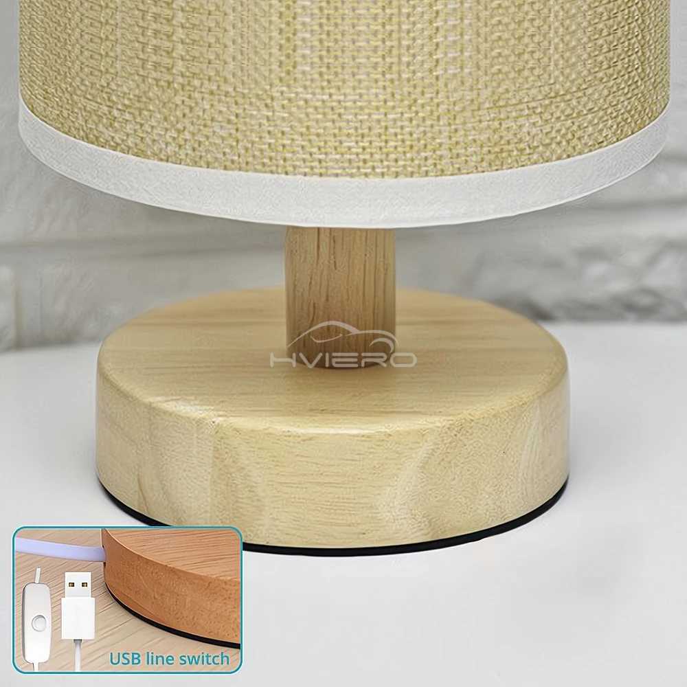 LED Hessian Solid Wood Decorative Lamp 5V USB Table Reading Bedroom Bedside Study Desk For Home Stay Energy Saving Night LightM251125