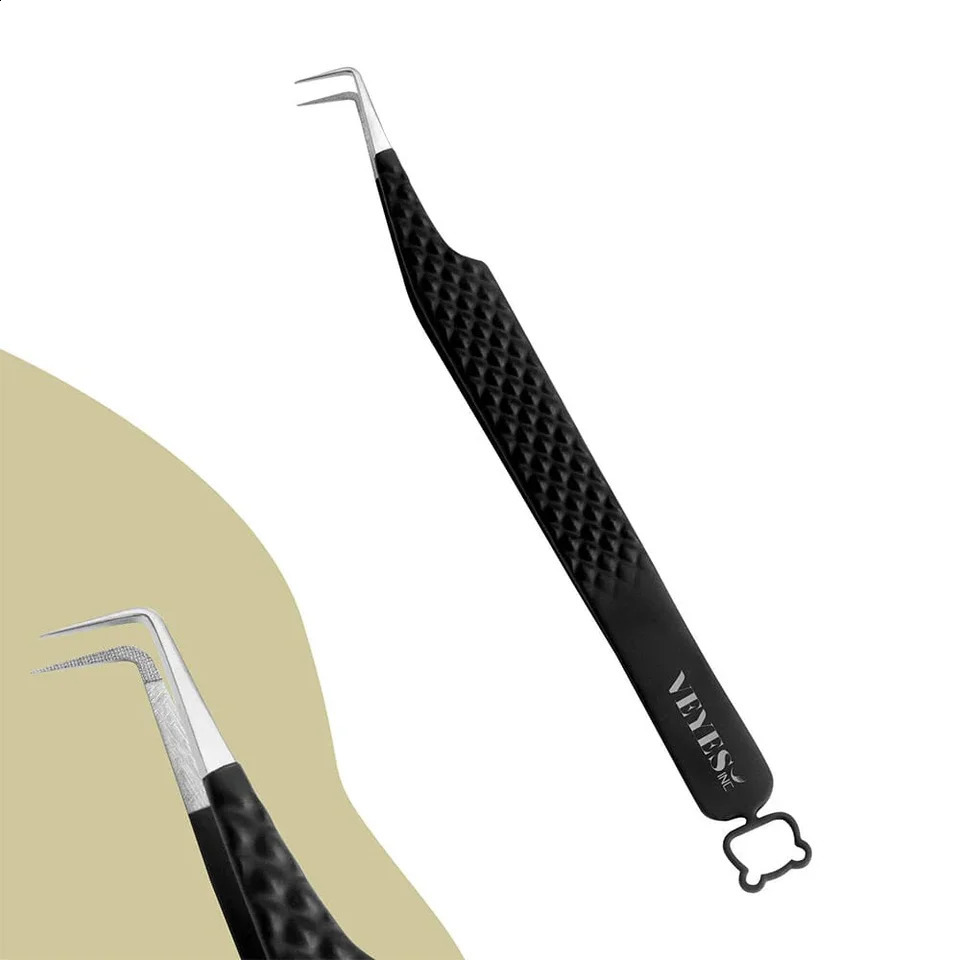 Eyelash Extensions Tweezers Noir N°1 - Fiber Lash Tweezer Veyelash Professional 90 Degree Tweezers for Volume Stainless steel 250422