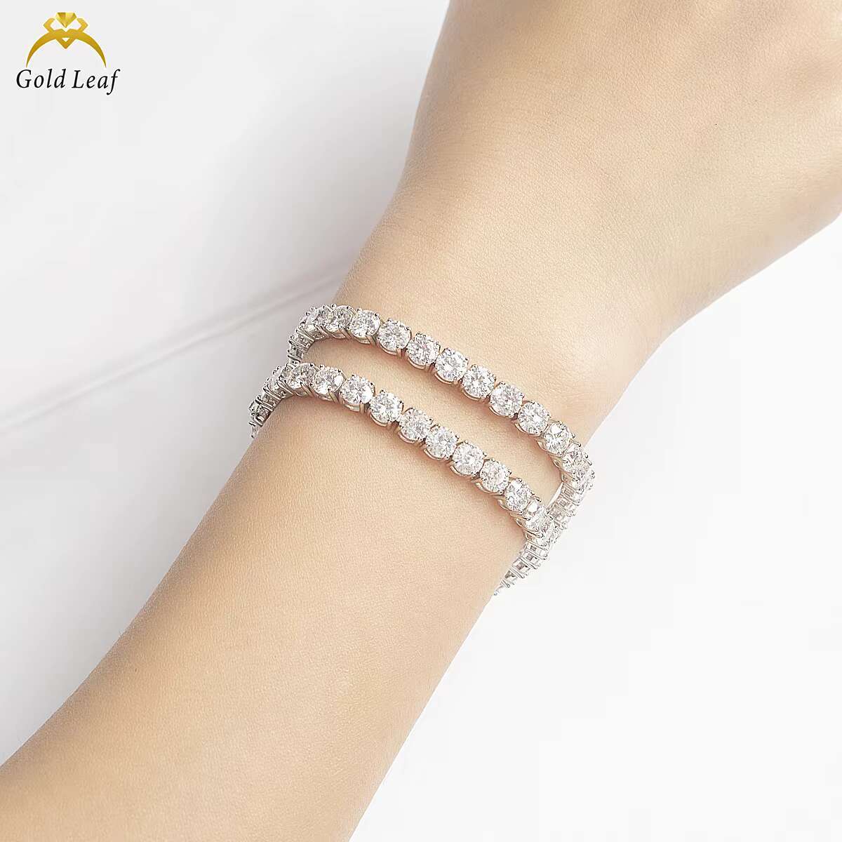 Golfleaf 925 Sterling Silver Moissanite Bracelets Fine Jewelry D VVS1 Moissanite Tennis Bracelet for Men Women