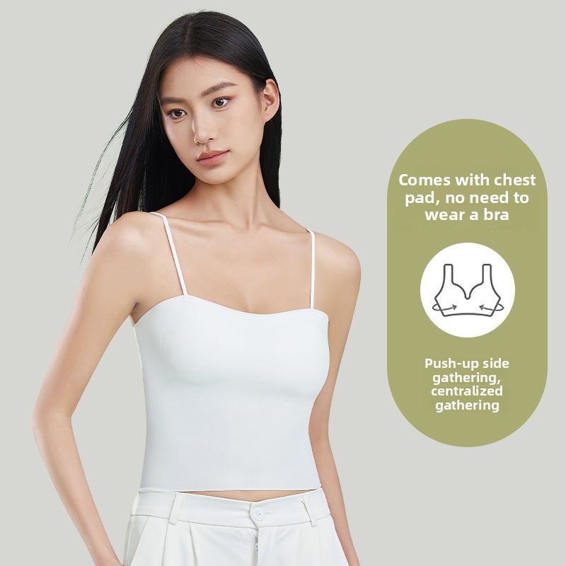 Fashionable Tube Top Innerwear Vest for Ladies: Adjustable Slingshot Style Without Metal Rings