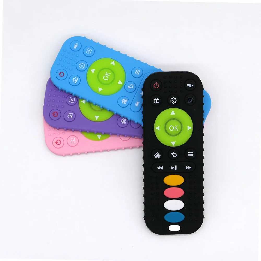 Silicone simulation remote control teething soothing anti-feeding toys food grade silicone buttons food grade G251125