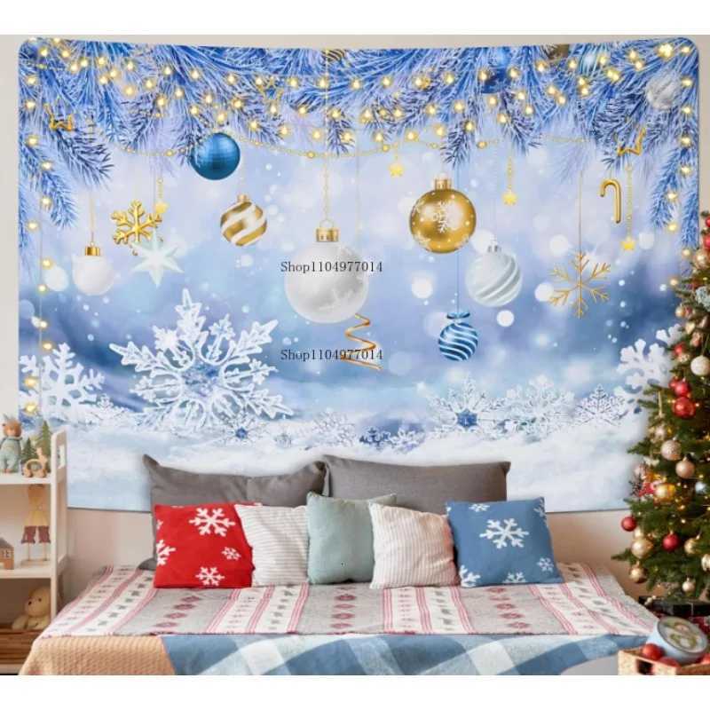 Christmas snowflake tapestry blue and white wall hanging suitable for room decorationM251125