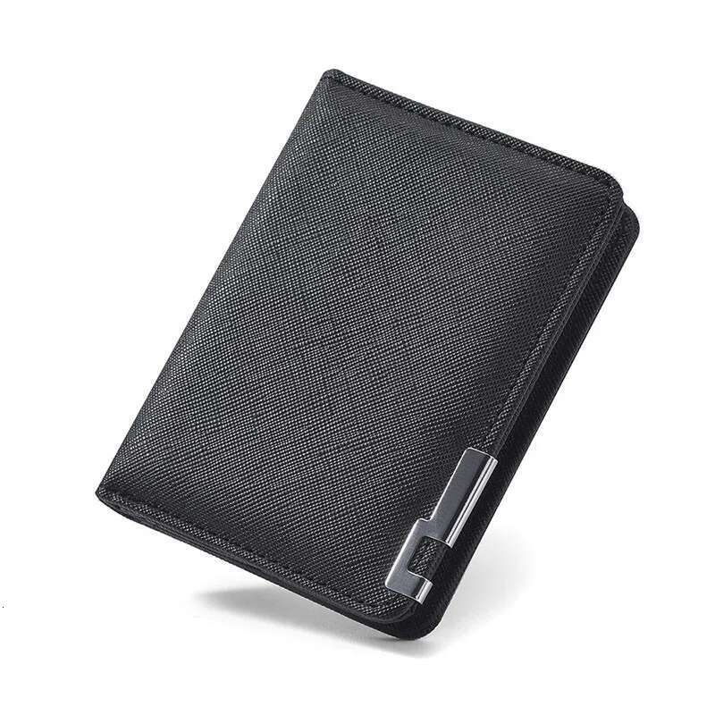 Men Soft PU Leather Black Solid Color Simple Short Ultra-Thin Wallets Multi-Card Slots Card Holder Small Coin Purse