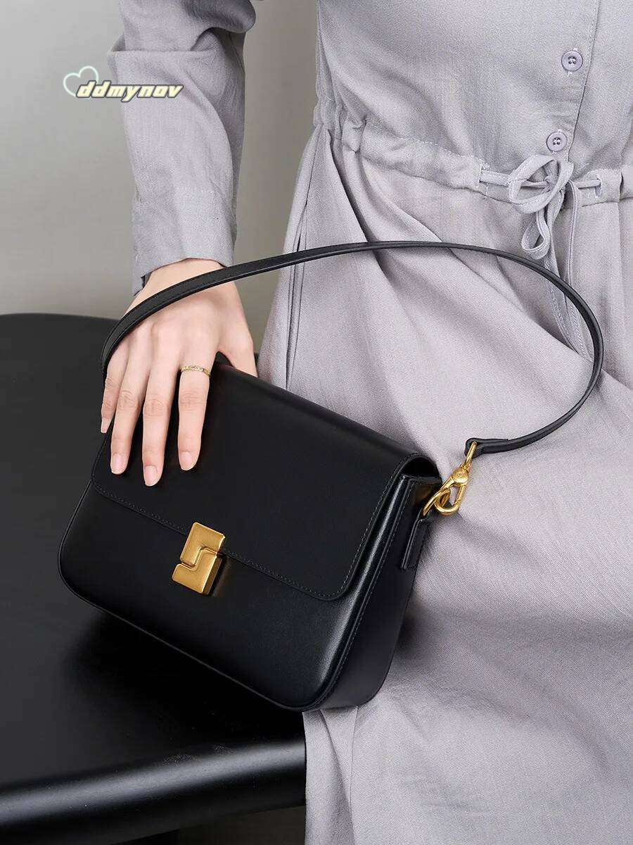 2025 genuine Leather Women Crossbody Design Small Square Cowhide Women's Commuter Shoulder Bag ladies gift ddmynov