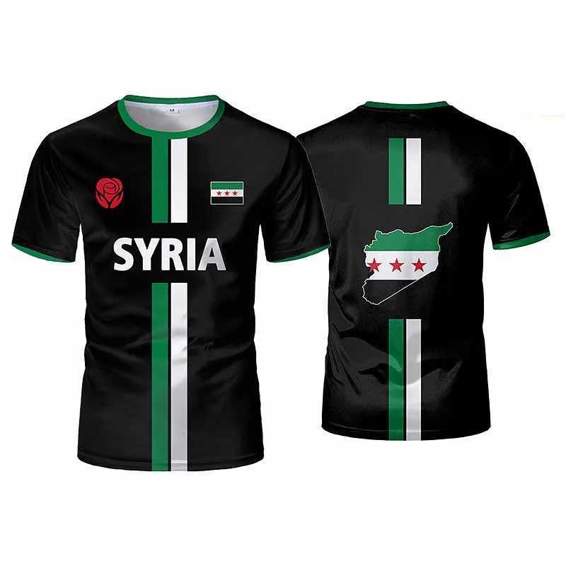 Syrian football sports T-shirt mens 3D printed Syrian graphic flag short sleeved street oversized T-shirt top football T-shirt W250425