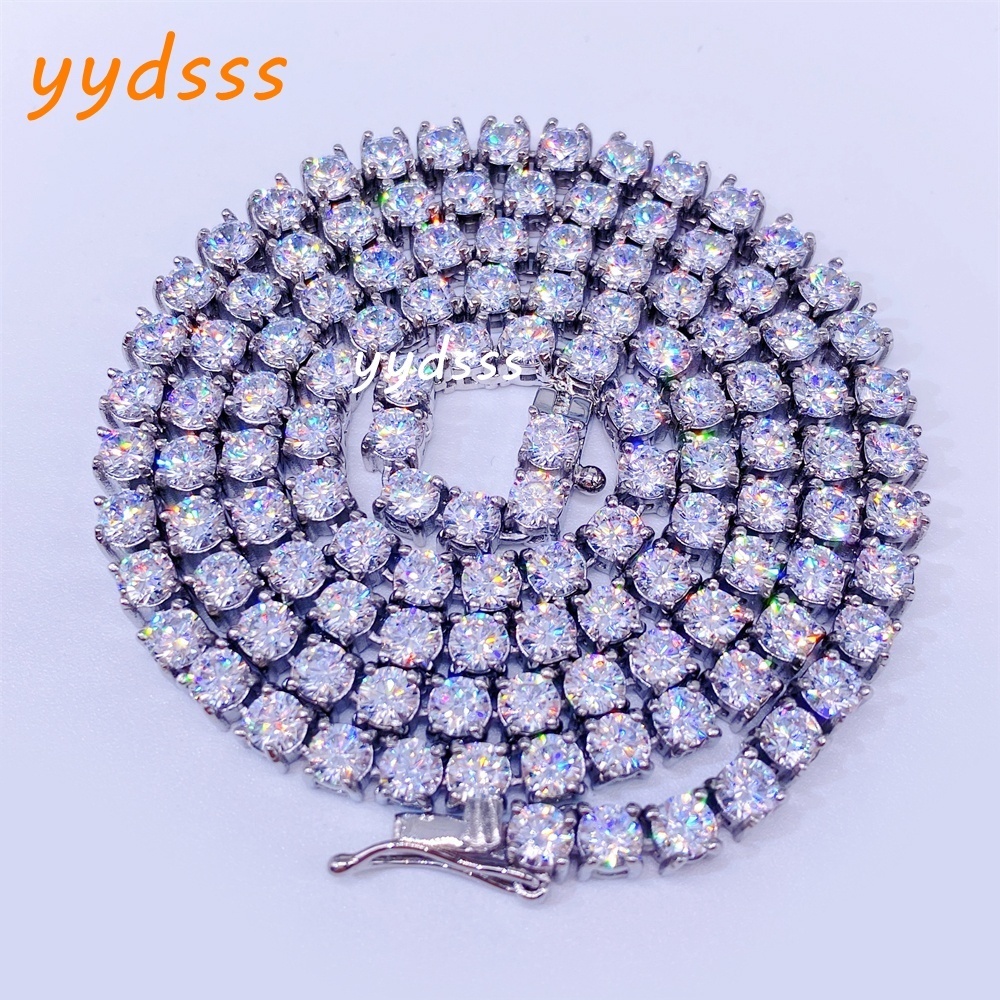 Wholesale Hip Hop 316L Stainless Steel Iced Out Moissanite Diamond Tennis Necklace Chain