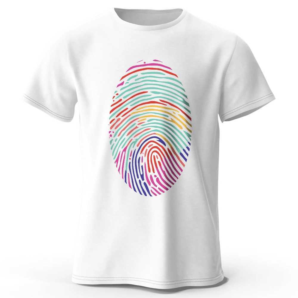 Mens color fingerprint printed T-shirt made of 100% pure cotton with oversized street graphic design suitable for mens summer tops W250425