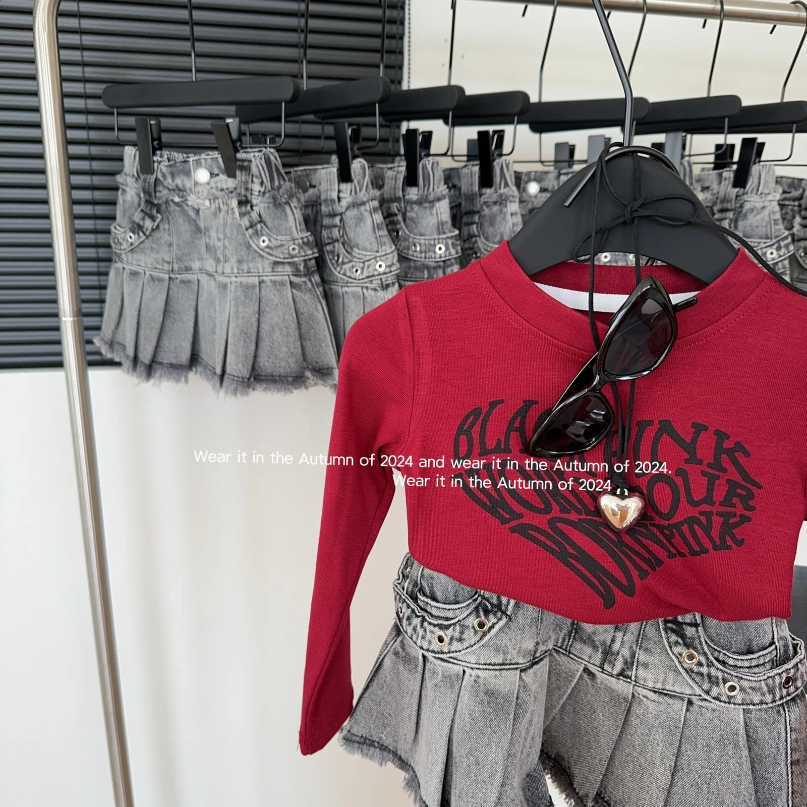 Spring/Summer Girls Cowboy Shorts Cool Girl Cowboy Skirt Cute and Fashionable Korean Fold Skirt 250424