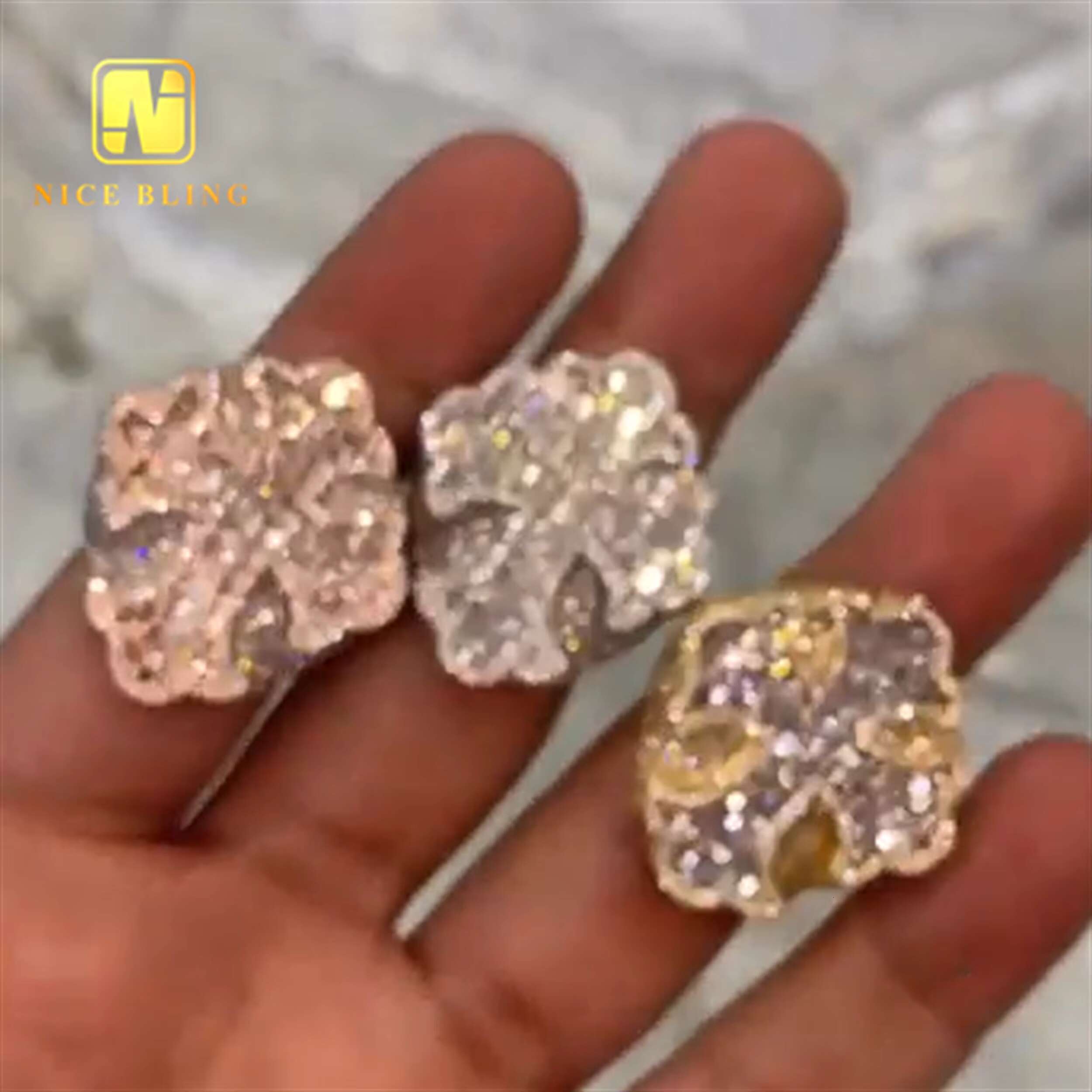 Pass Diamond Tester Custom Ring 925 Sterling Silver Hip Hop Moissanite Jewelry Round Cut Diamond Cross Rings Women Men