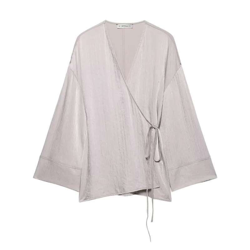 Women Baggy Casual 2 Piece Set Simple Chic V Neck Lace Up Long Sleeved Blouse Top Loose Straight Leg Pants Suit Fashion Outfits