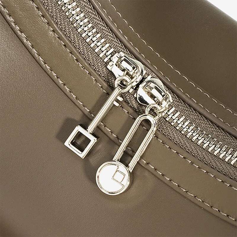 Zency Women's Genuine Leather Shoulder Hobo Bag 2025 Designer Handbag Roomy Pockets For Girls Wife Lover Khaki Grey