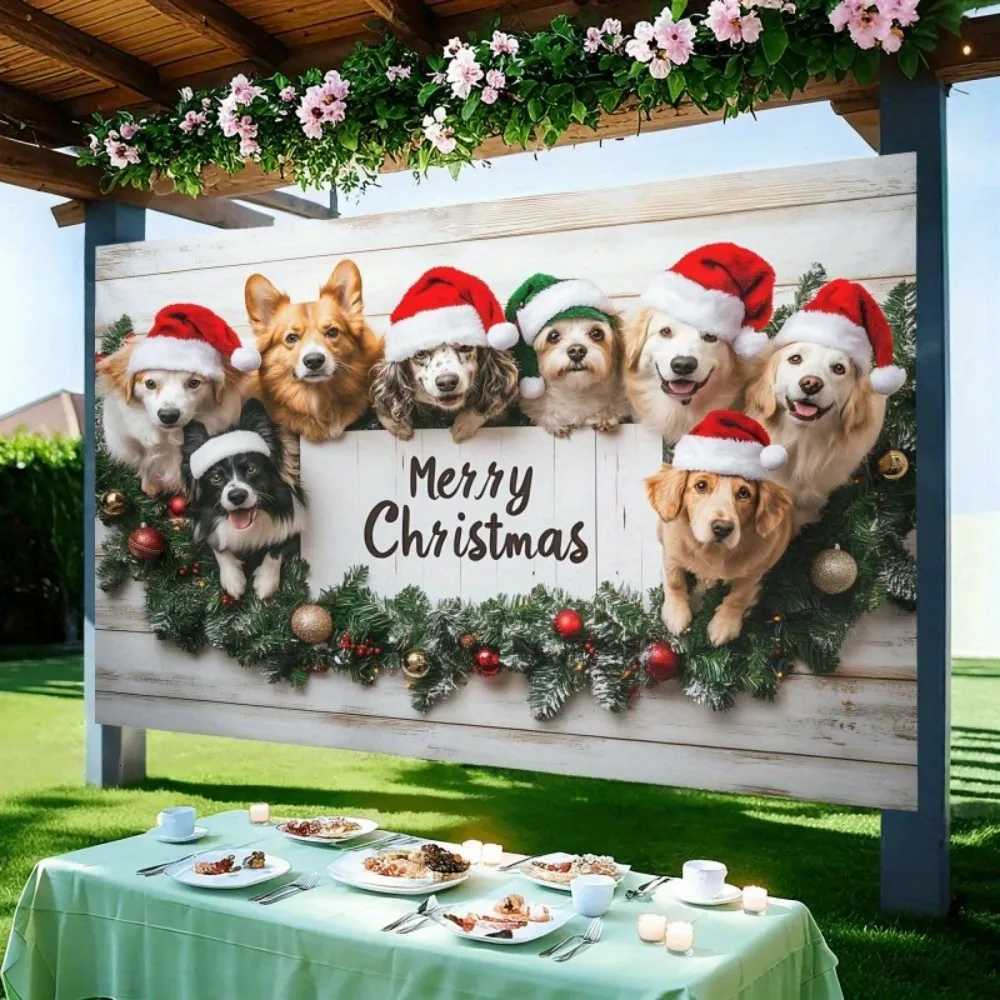 VIKAMA Merry Christmas Dog-Themed Party Banner Photography Backdrop Pet Birthday Holiday Decorations Home GardenM251125