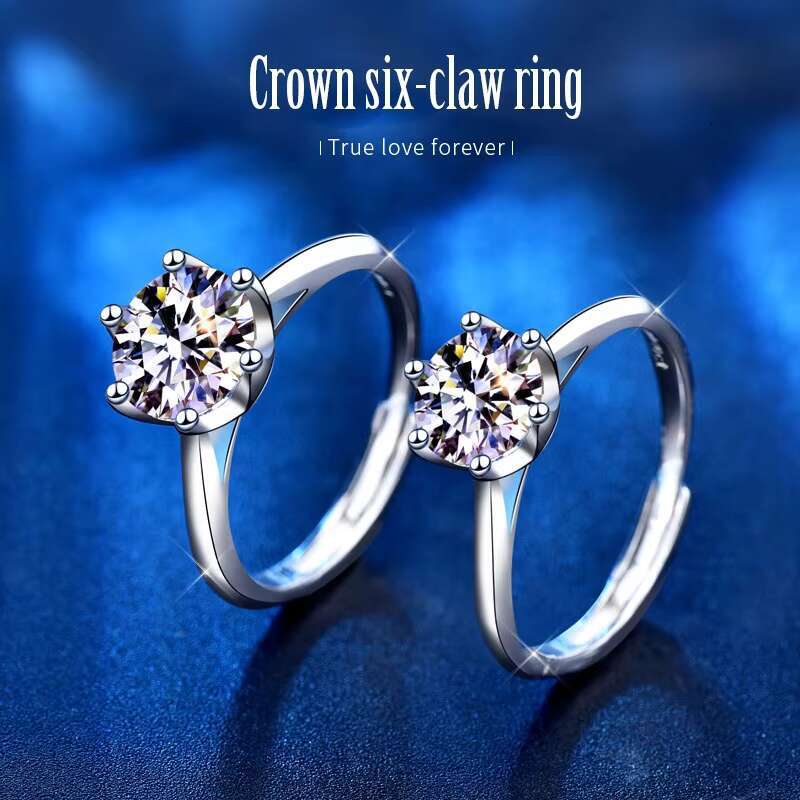 Engagement Statement Diamond Rings for Women Moissanite Ring S925 Sterling Silver 1/2ct Moissanite Ring for Wedding