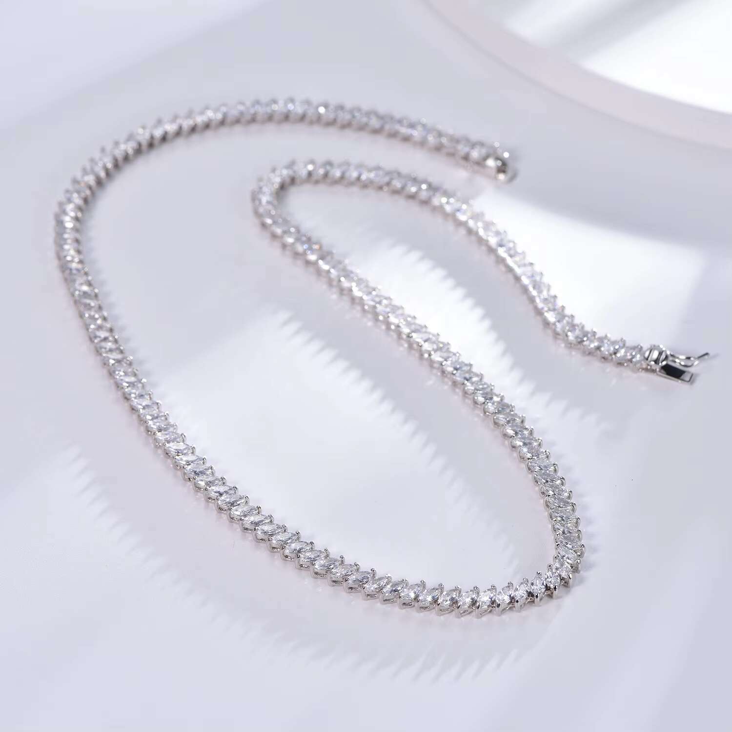 925 Sterling Silver Tennis Necklace Mens 5A CZ Diamond Necklace Iced Out Tennis Chain Necklace