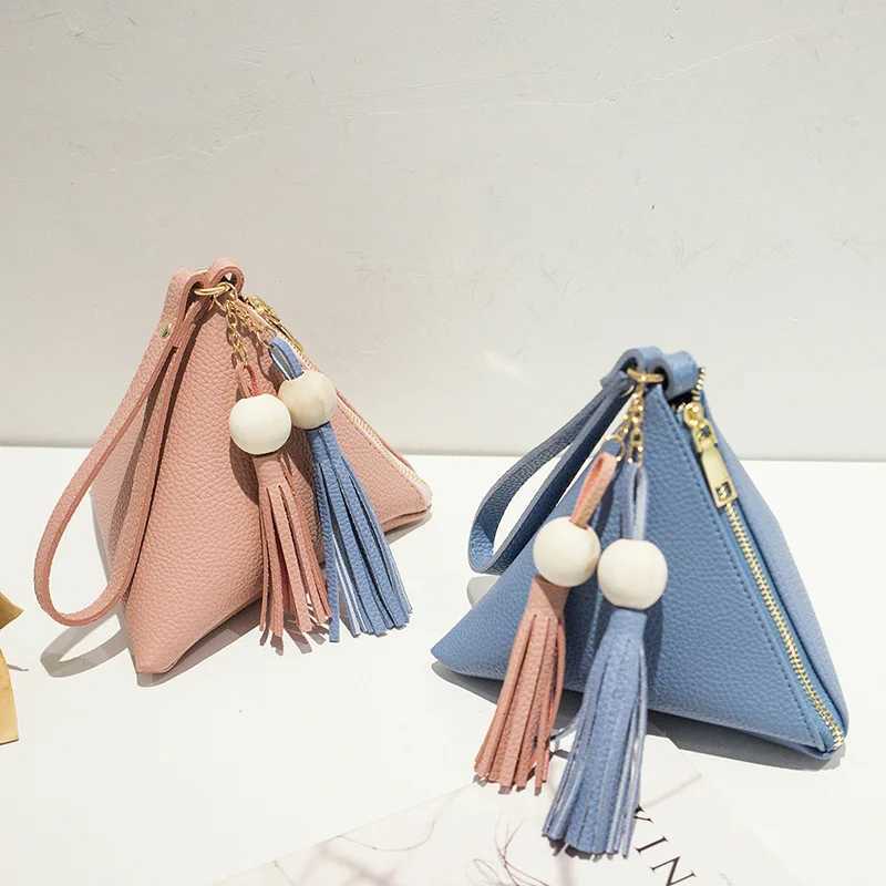 Leather handbag mini triangle womens clutch wallet handbag womens handbag casual mobile phone bag W250421