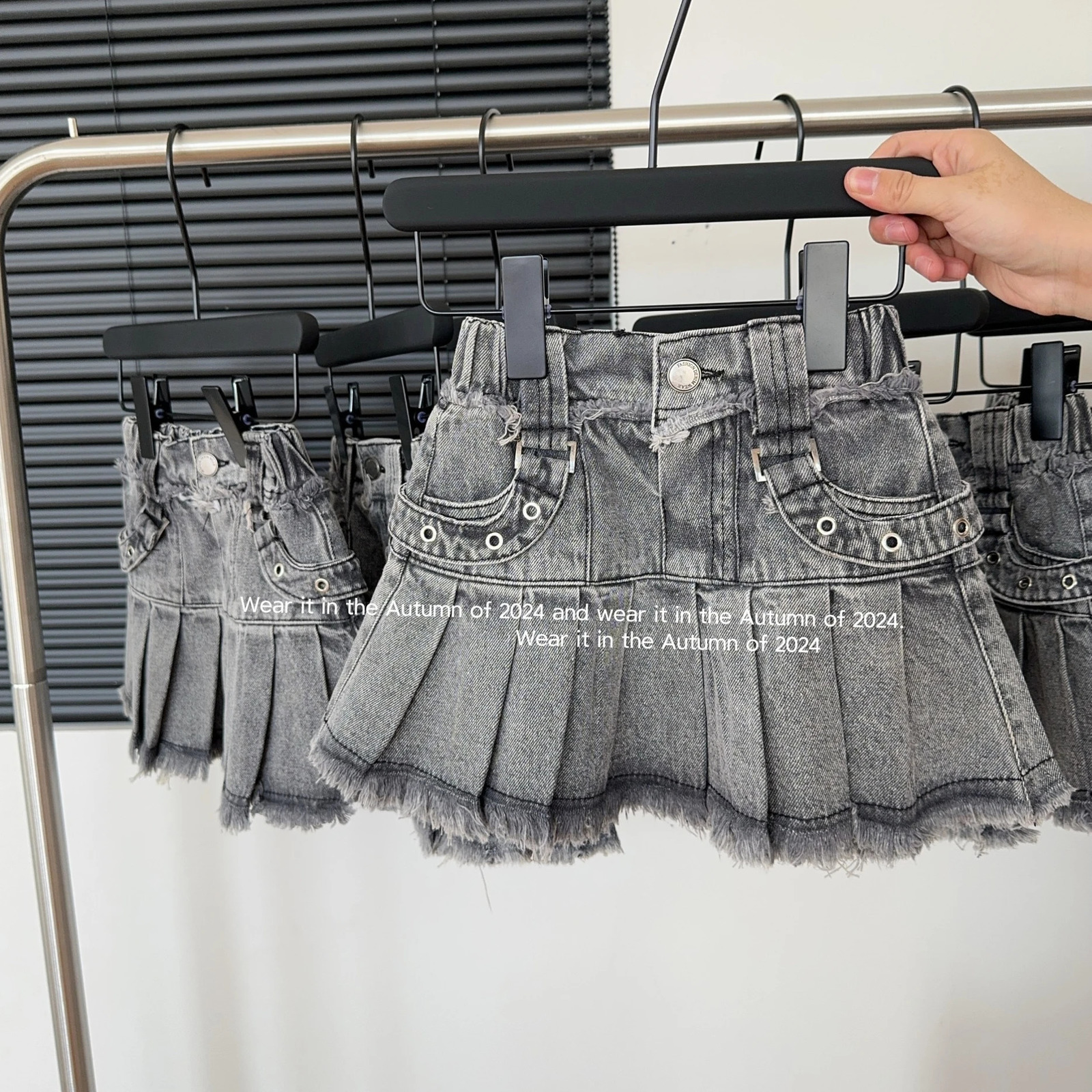 Spring/Summer Girls Cowboy Shorts Cool Girl Cowboy Skirt Cute and Fashionable Korean Fold Skirt 250424