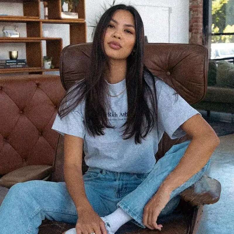 Sport Make You Health Letters Printing American Vintage Style Gray T Shirts Female Short Sleeve Loose Cotton Summer Casaul Tees