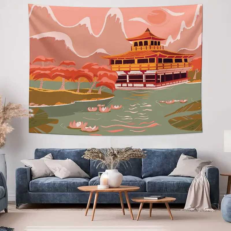 Japanese Temple Wall Tapestry Scenic Nature Zen Decor Room Divider Backdrop Beach Coverlet Home Aesthetic VibeM251125
