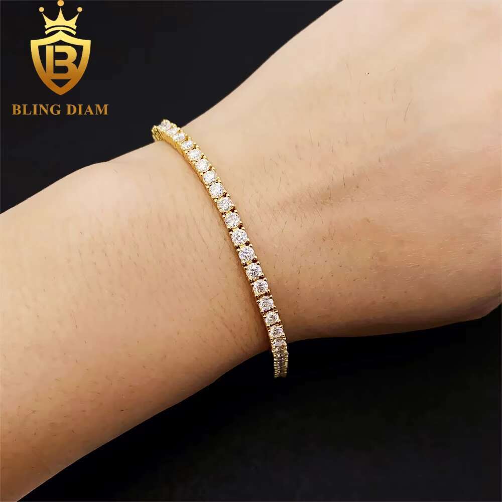 Factory Low Price Hip Hop Jewelry 925 Sterling Silver VVS Moissanite Diamond Tennis Chain 3mm Bracelet Necklace