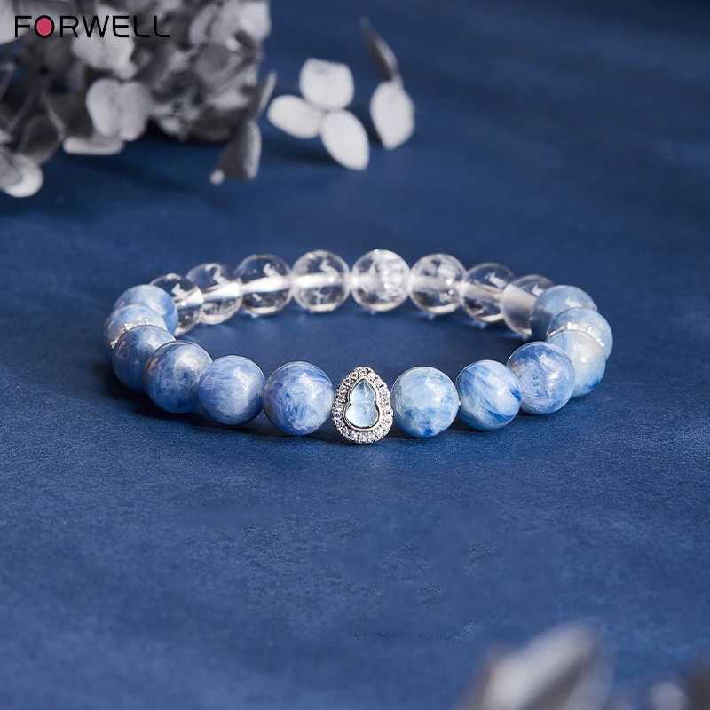 FORWELL Natural White and Blue Crystal Bead Bracelet Sterling Silver Fortune Gourd Bracelet Women Light Luxury Premium J251125