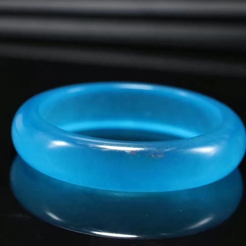 Ice jadeite sea blue treasure blue water jadeite flat strip jade bracelet quartz rock jade stone bracelet jade 250424